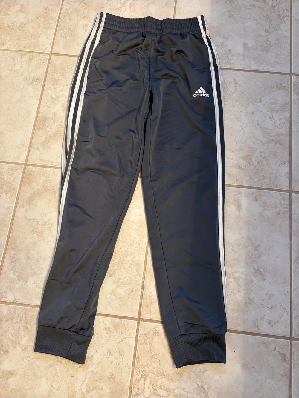 adidas Kids Navy Joggers with White Side Stripes